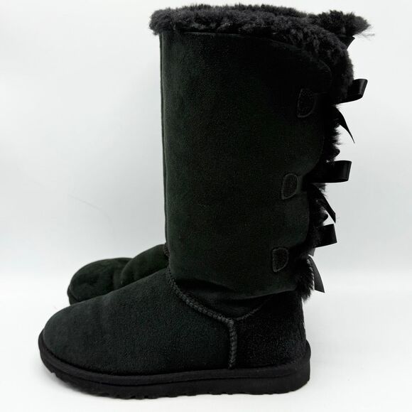 UGG Bailey Boot II Tall Black Suede Fur Lined Winter Boots - US Women 6 / EU 37 - Picture 9 of 13